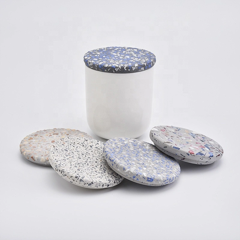 luxury custom concrete cement lid for candle jars