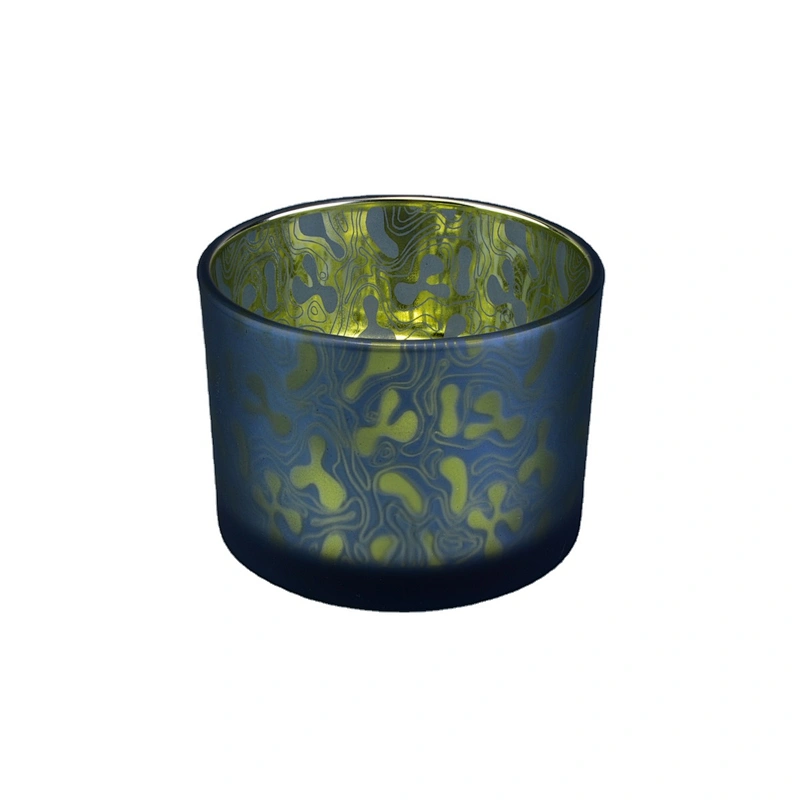 Sunny custom matte blue glass candle holder containers 10oz 12oz 16oz