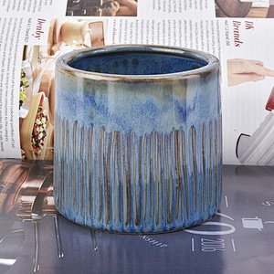 8oz home decoration blue ceramic candle holder for table