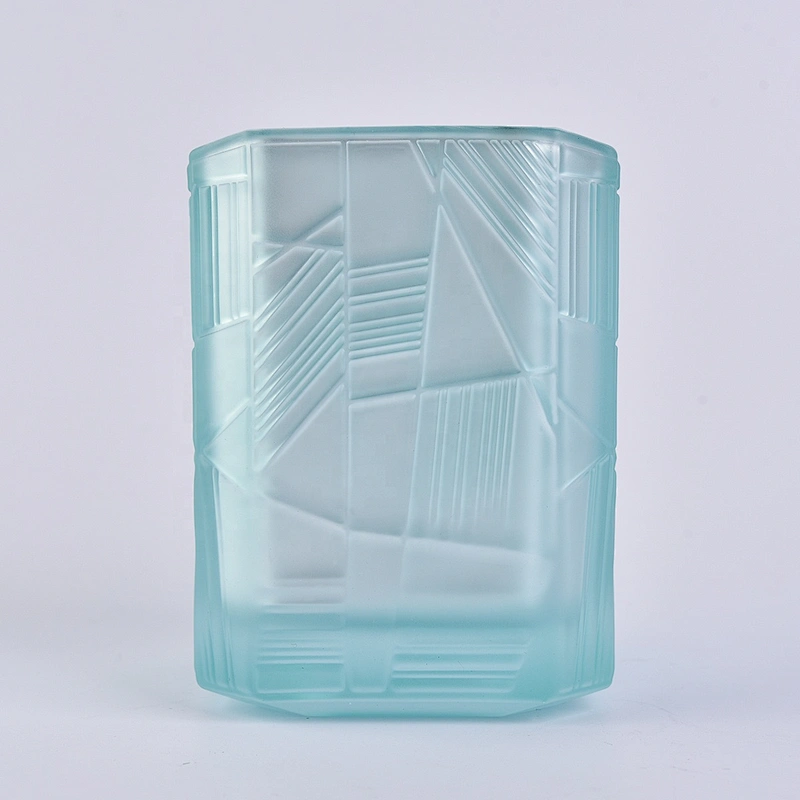 Sunny custom blue square luxury glass holder for candle making 8oz 10oz 11oz