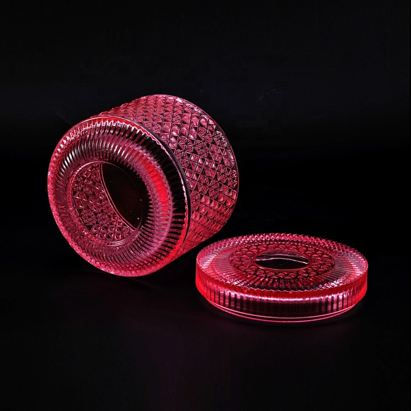 Wholesales luxury colorful tealight candle glass holders with lids 10oz 20oz