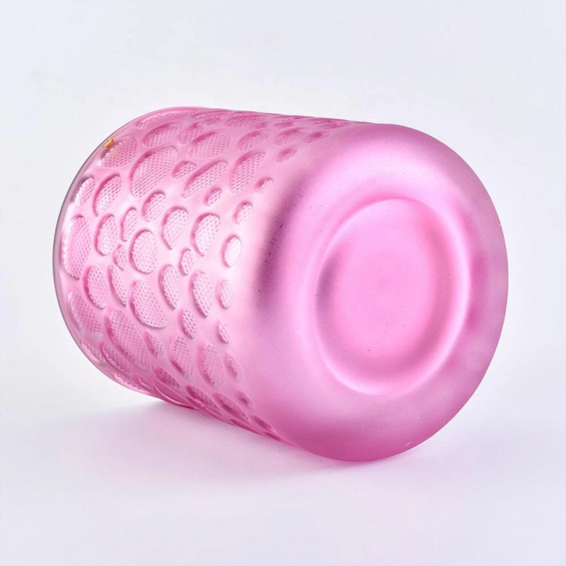 Wedding decoration Custom pink matte electroplated glass candle holder