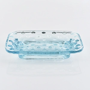 glass bath accessories spray sky blue glass soap dish for bathroom
