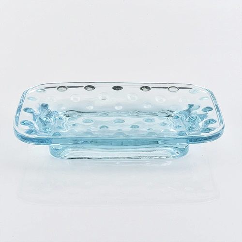 glass bath accessories spray sky blue glass soap dish for bathroom