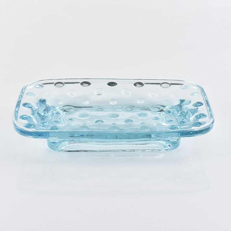glass bath accessories spray sky blue glass soap dish for bathroom