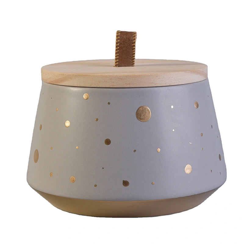 Wholesales custom luxury candle ceramic holder container with wood lid
