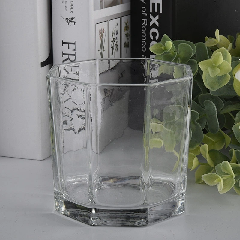 Sunny decorative clear hexagon soy wax candle glass jar 8oz 10oz