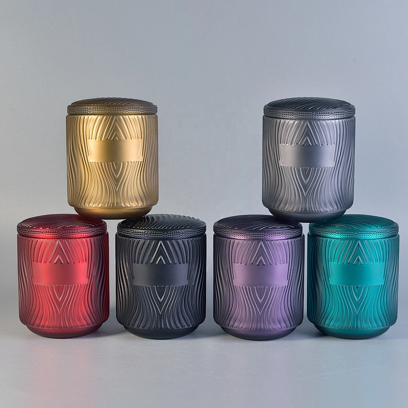 Sunny custom empty grey Glass Candle jars with lids 10oz 20oz