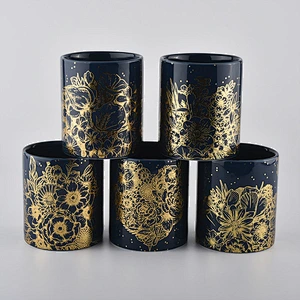 Luxury Ceramic Candle Jar With Gold Printing