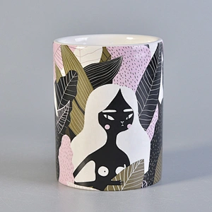 Modern cylinder outdoor porcelain candle ceramic holders 10oz 20oz
