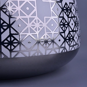 Sunny custom printing silver scented ceramic candle vessel with lid