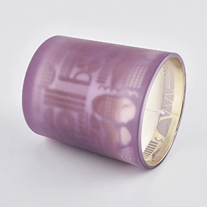 Wholesales electroplated purple frosted candle glass holder jars
