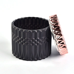 Matte Black Geo Cut Candle Jars With Rose Gold Lids