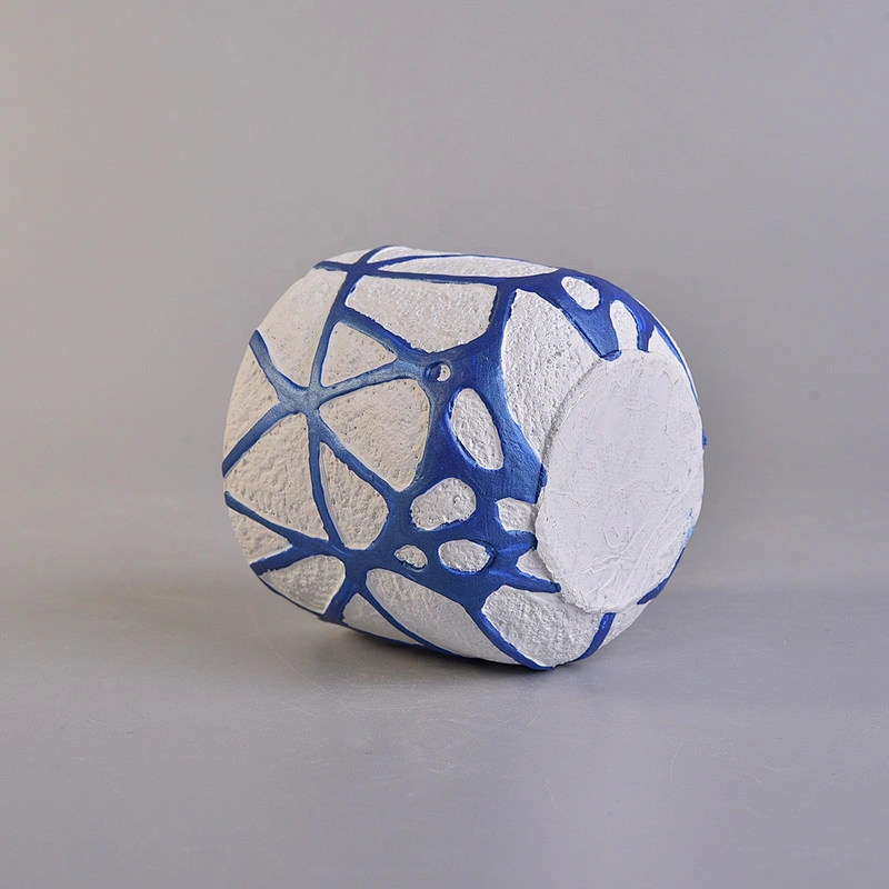 Wholesales decorative blue empty cement candle container 8oz 10oz
