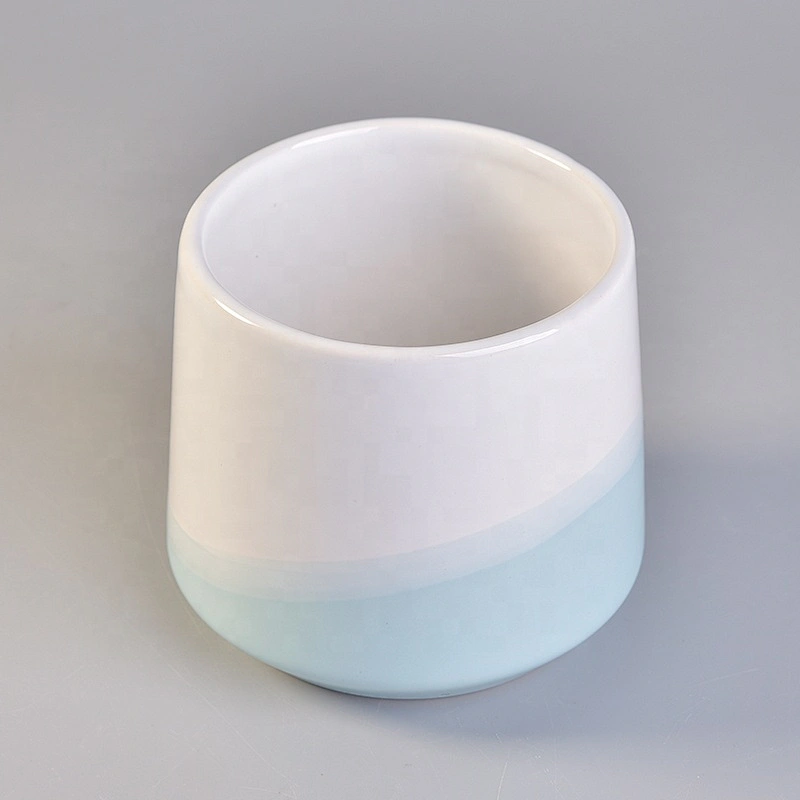 Sunny Wholesales blue empty candle ceramic jars with wood lid