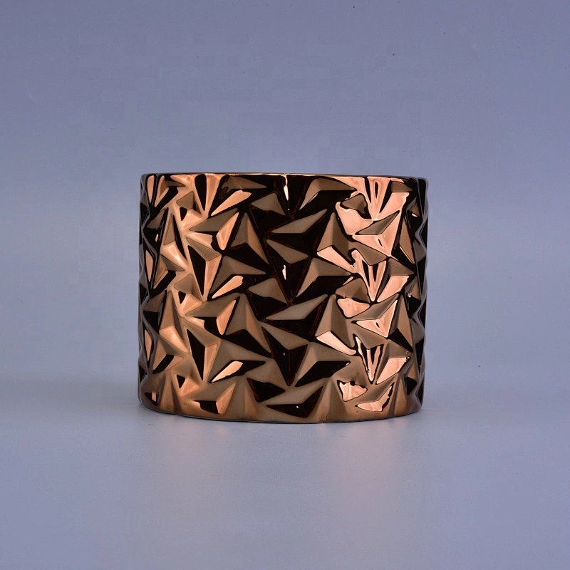Wholesales golden tealight ceramic geometric candle holder