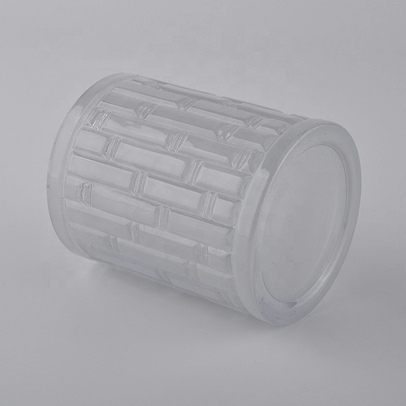 luxury embossed pattern glass candle jar