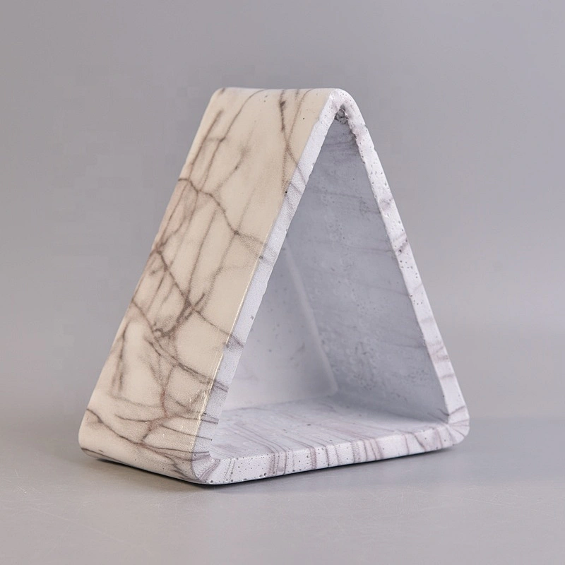 400ml Custom triangle grey cement Candle holder home decor