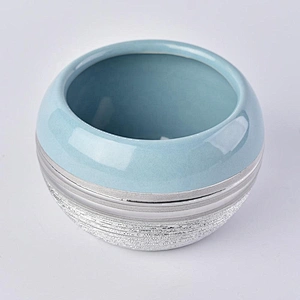 Wholesales round silver ceramic candle holder 10oz 12oz