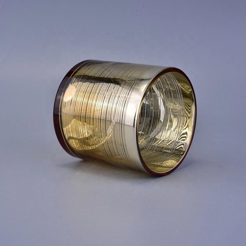 6oz gold engraving glass candle jar