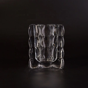 100ml Wholesales square bubble crystal tealight glass candle jar