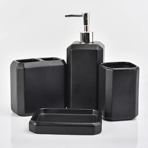 glazing black ceramic glass bath accessories sets ceramic bottle tumbler water holder