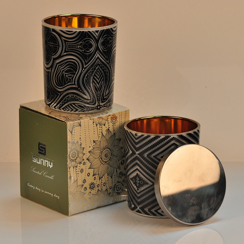 10oz 20oz Wholesales recycled tealight black glass candle holder for home decor with packaging
