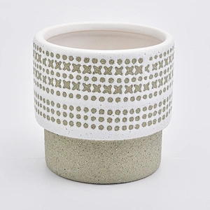 18oz Luxury Glaze Green Pattern Ceramic Candle Holders Candle Jars for Home Decor