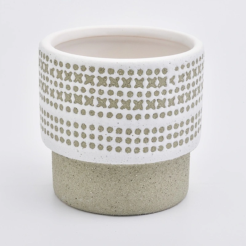 18oz Luxury Glaze Green Pattern Ceramic Candle Holders Candle Jars for Home Decor