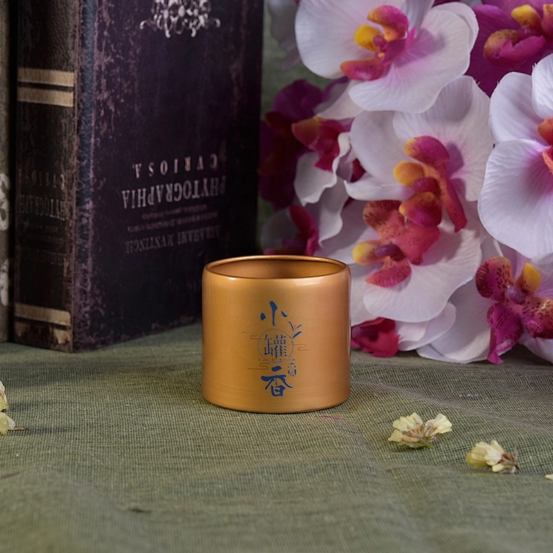 Logo printing gold Metal Aluminum tea candle tins