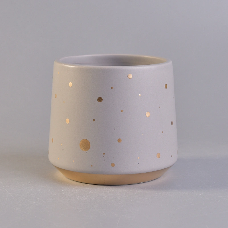 Custom printing ceramic candle jar holder with lid wholesale