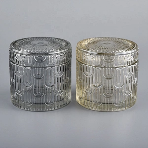 Sunny glassware luxury crystal decorative glass candle vessel with lids 10oz 16oz