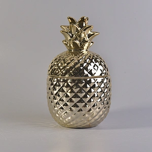 Hot Selling Gold Pineapple Ceramic Candle Jar