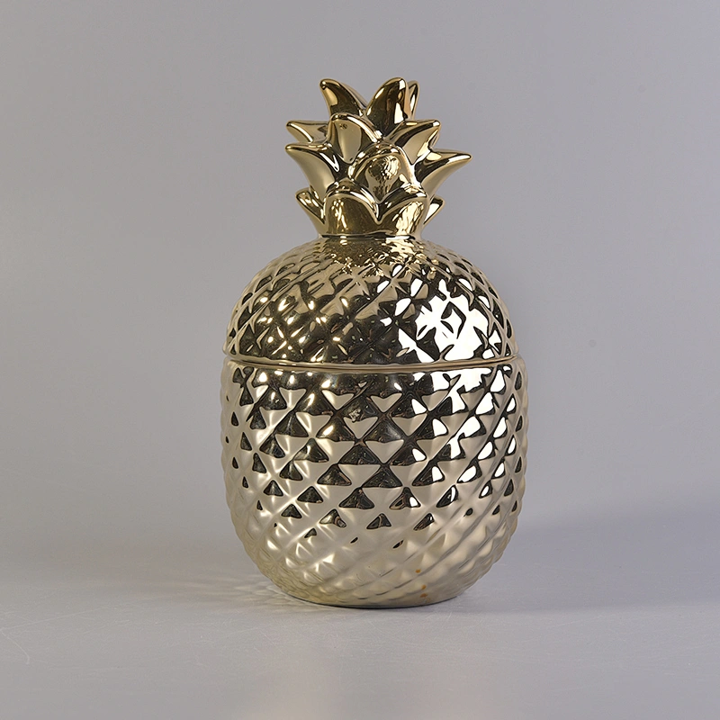 Hot Selling Gold Pineapple Ceramic Candle Jar