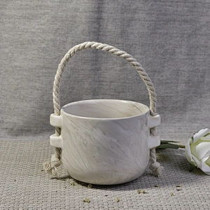 10oz 20oz Sunny chinese scented empty ceramic candle vessel with hemp rope