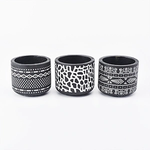 7oz engraving black cement candle holders for home decor soy wax candle containers