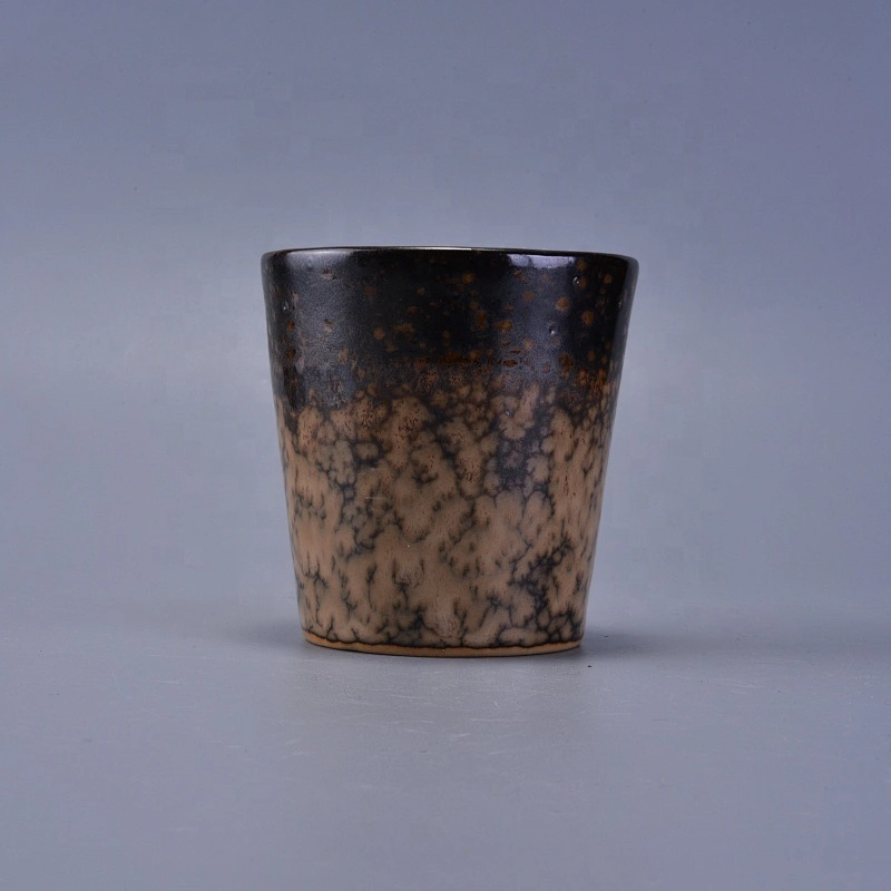 Vintage brown crackle ceramic candle holder bulk 100ml