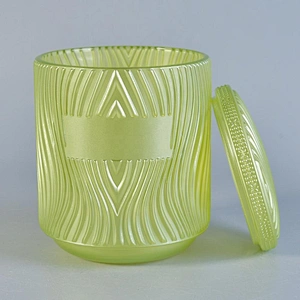Supplier green river design candle glass jars with cover