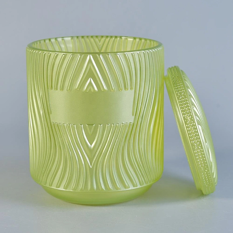 Supplier green river design candle glass jars with cover