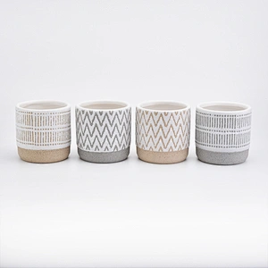 16oz Gray Sand Effect Ceramic Candle Holders Candle Jars for Home Decor