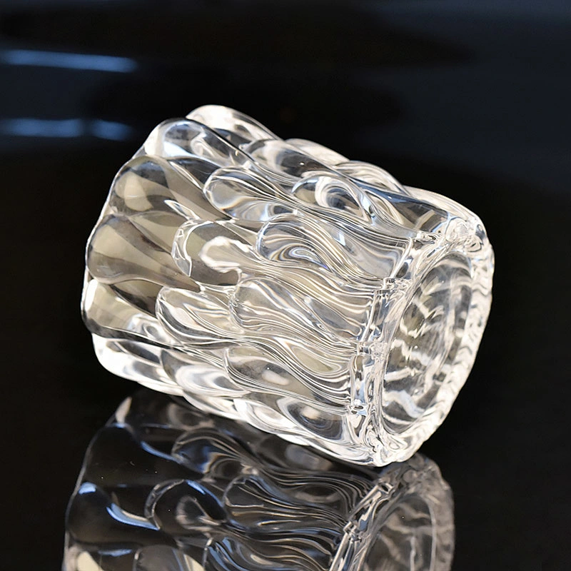 8oz unique embossed high-white glass candle holder glass jar for hotel decoration