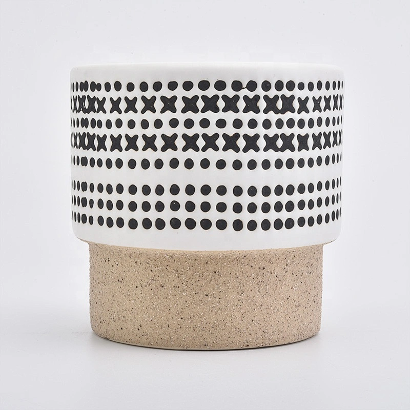 Hand made matte decorating ceramic candle jar custom