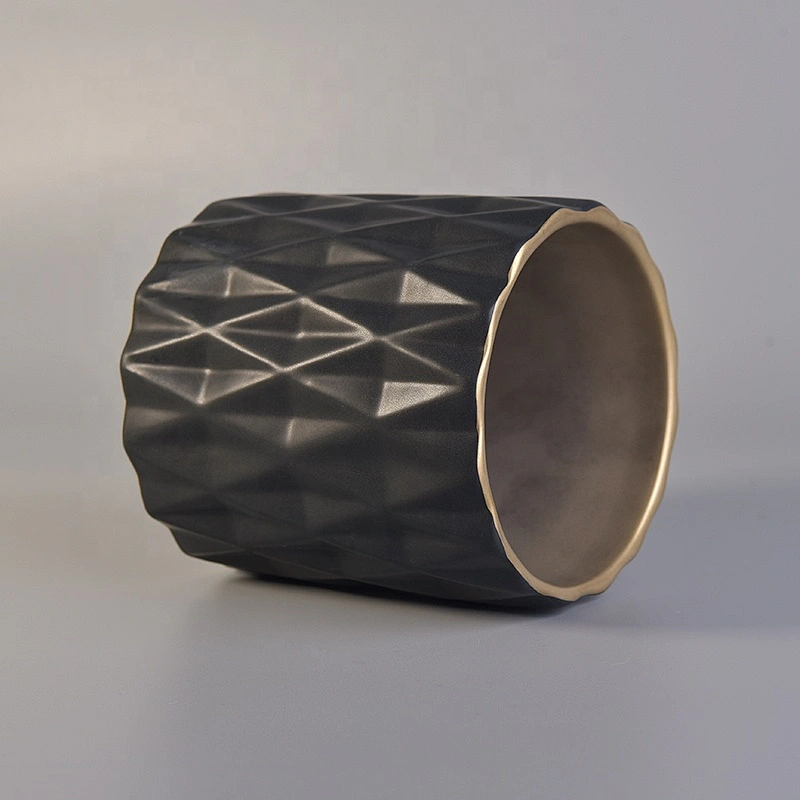 Luxury matte black ceramic candle container 600ml