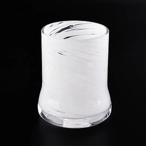 10oz Luxury white decorative religious glass candle jars wholesales