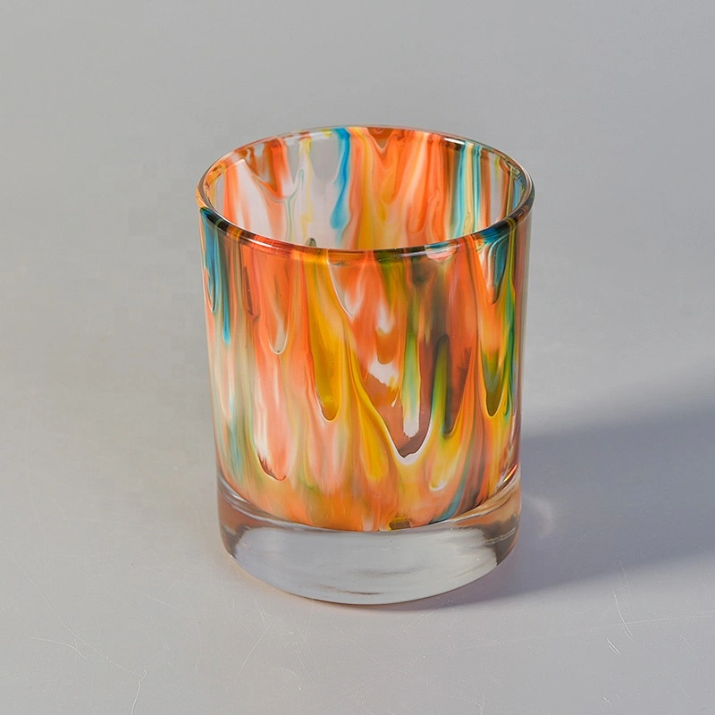 6oz Christmas vintage painted glass candle holder for home decor
