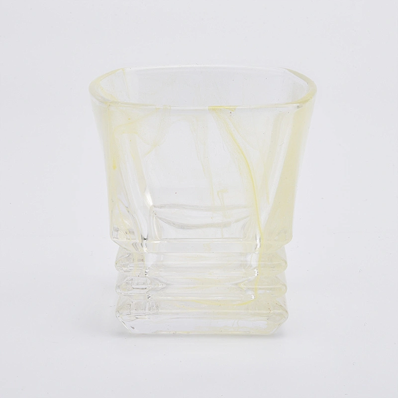 130ml smoke appearance yellow pigment glass candle jar for home decorations