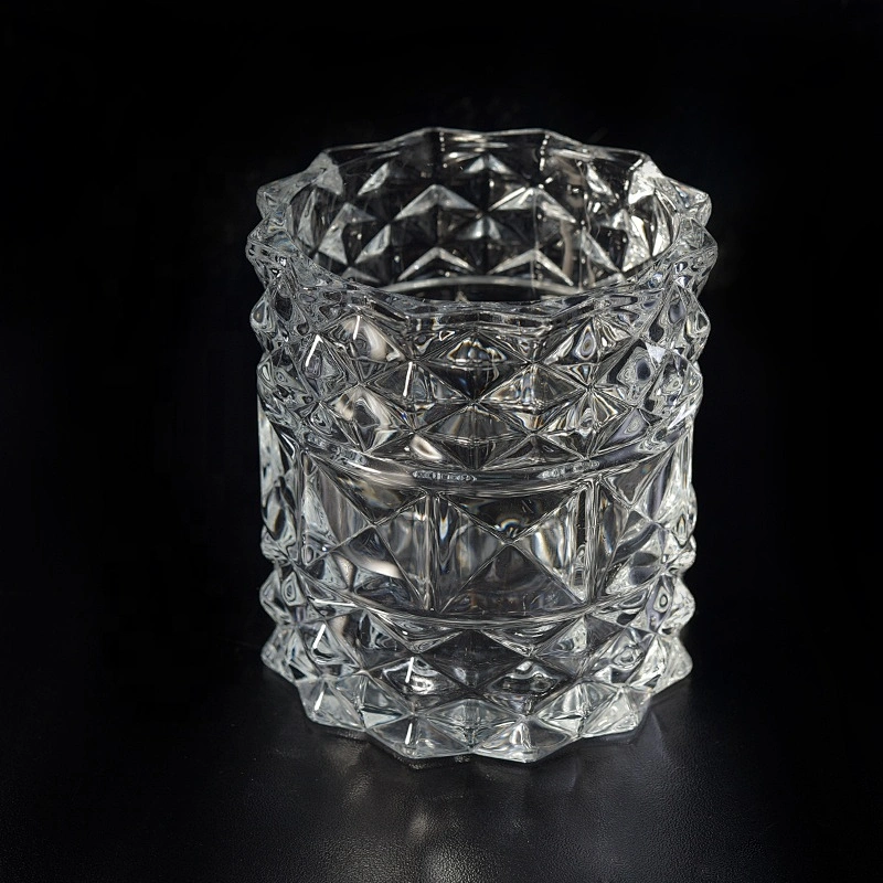 Crystal Embossed Glass Candle Jar