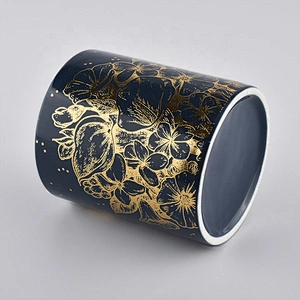 new round ceramic gold candle holder decorative