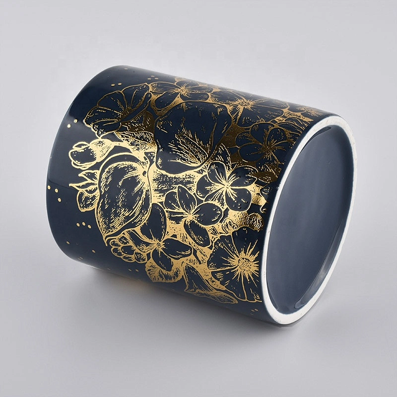 new round ceramic gold candle holder decorative