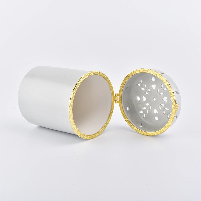 Snowflake pattern ceramic candle holders for home decor scented candle